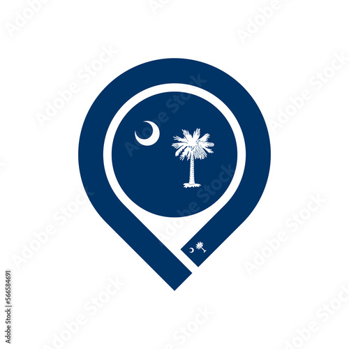 south carolina flag map pin icon. vector illustration isolated on white background