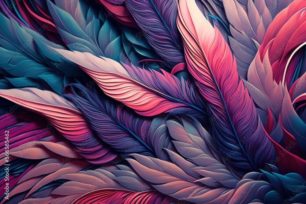 a close up of soft feathers. Colorful. feathers on black background. generative ai a close up of soft feathers. Colorful. feathers on black background. generative ai