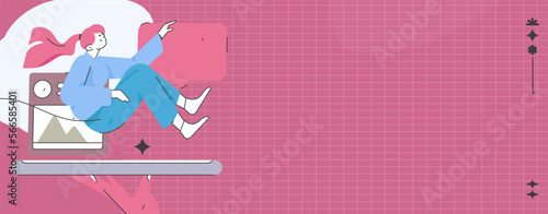 Virtual characters social communication concept business flat vector hand drawn illustration
