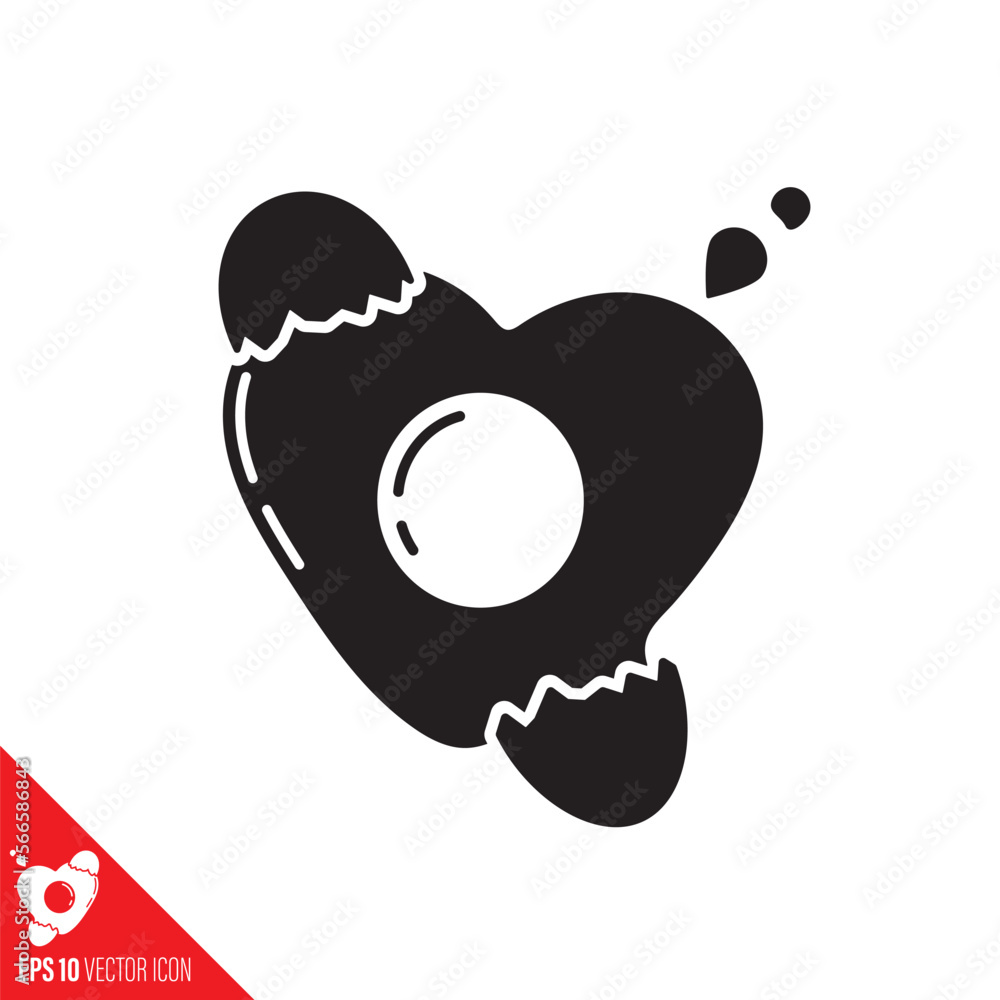Heart shaped smashed egg vector glyph icon Heart shaped smashed egg vector glyph icon