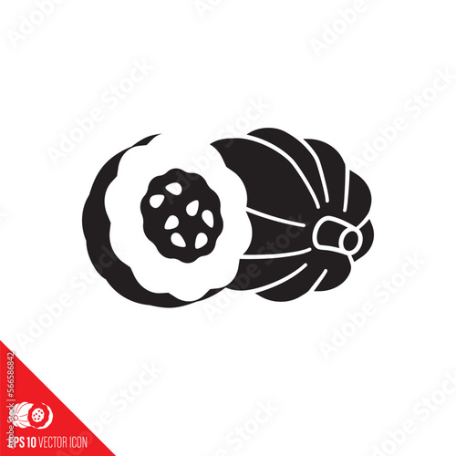 Halved Acorn squash vector glyph icon