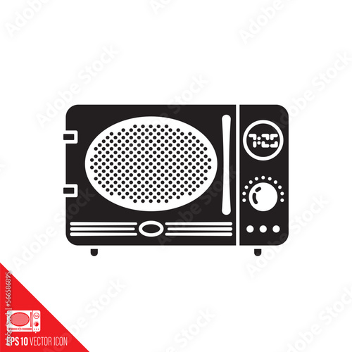 Vintage microwave oven vector glyph icon