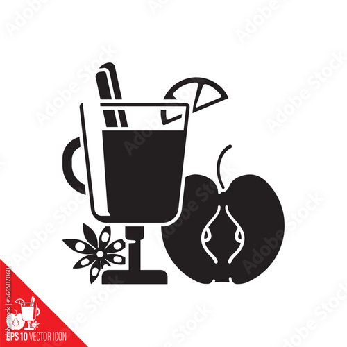 Hot Mulled Cider and ingredients vector glyph icon