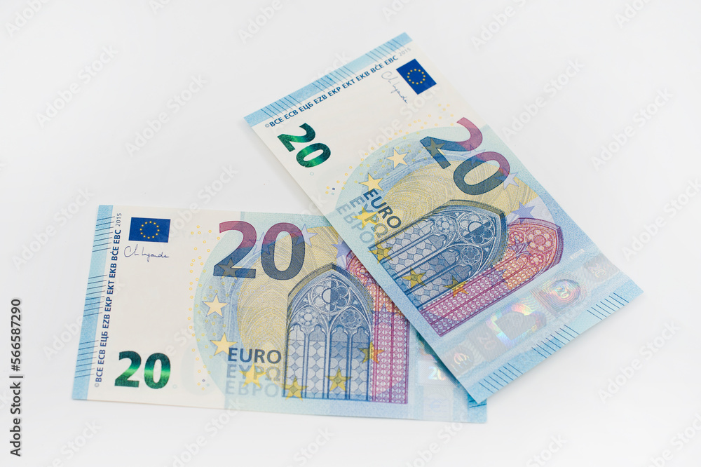 Euro banknotes of different values. Euro cash background. closeup view. Salary, savings, European union economic crisis concept.
