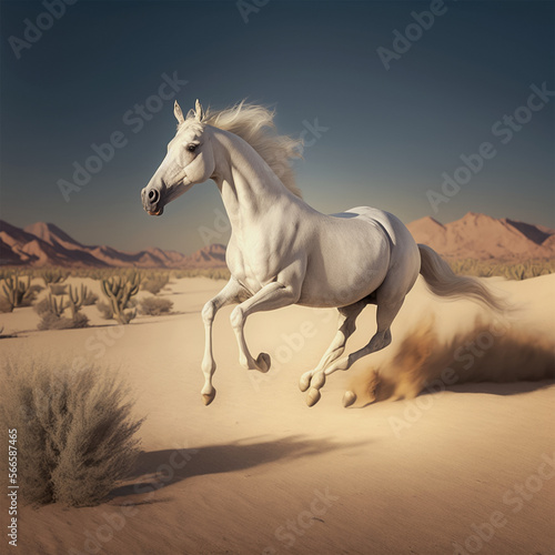 white horse in the desert