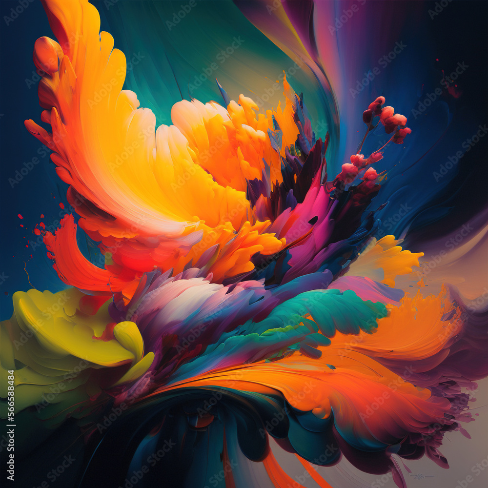 Colorful abstract painting - generated by Generative AI Colorful abstract painting - generated by Generative AI