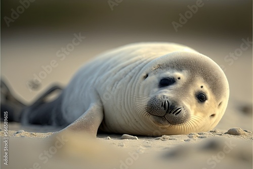 sea lion on the beach, ai generated © dasom