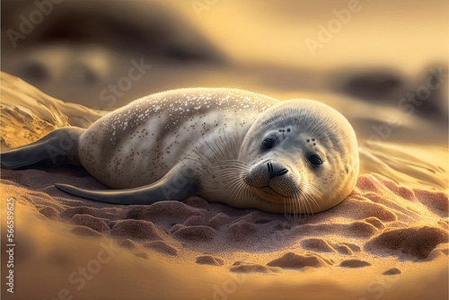 sea lion on the beach, ai generated © dasom