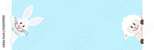 Weißer Osterhase & Schaf Himmel Banner Innen