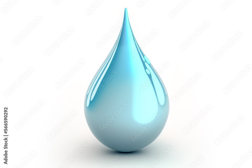Blue water drop isolated on white. Generative AI Blue water drop isolated on white. Generative AI