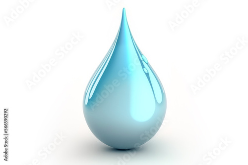 Blue water drop isolated on white. Generative AI