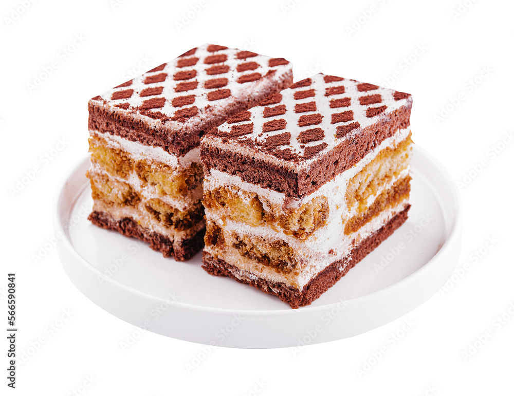 two pieces multi-layered cocoa sponge cake two pieces multi-layered cocoa sponge cake