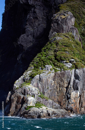 Rock formation. Milford Sound Fjordland New Zealand.  © A