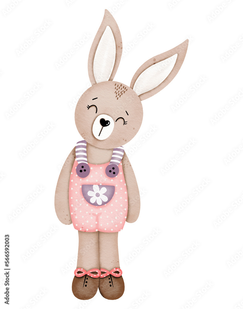 Watercolor cute bunny cartoon character Watercolor cute bunny cartoon character