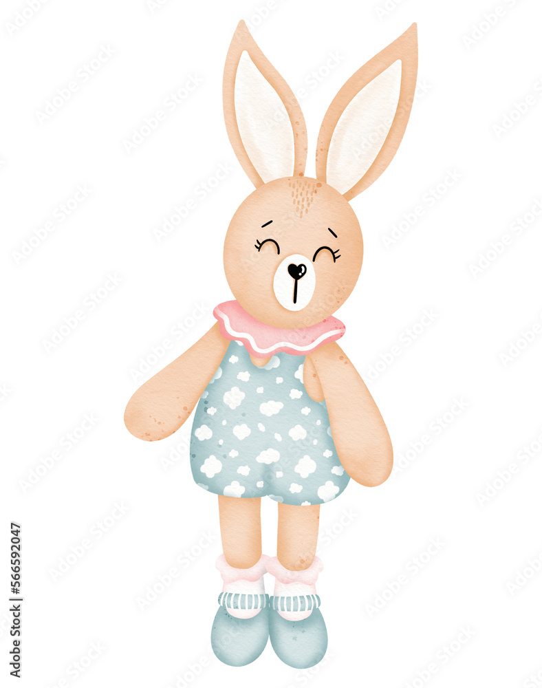 Watercolor cute bunny cartoon character Watercolor cute bunny cartoon character