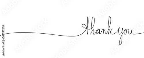 continuous single line hand-drawn words Thank You, line art vector illustration