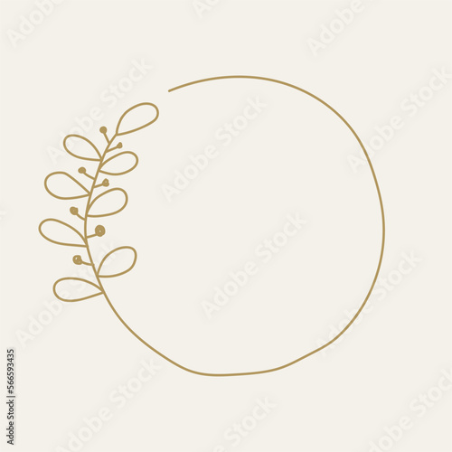Vector floral hand drawn logo template in elegant and minimal style with gold color illustration