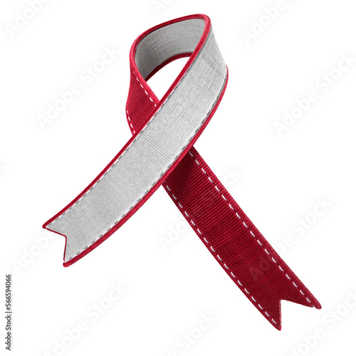 red white ivory ribbon for head and neck cancer