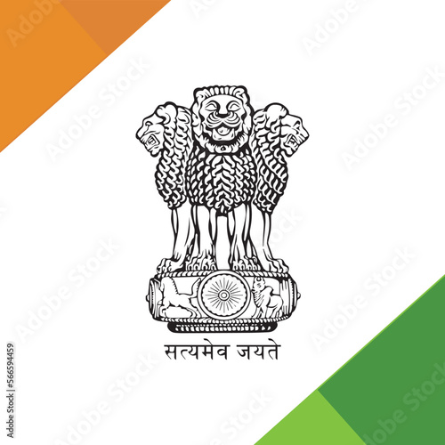 National Emblem of India. Vector, illustration.