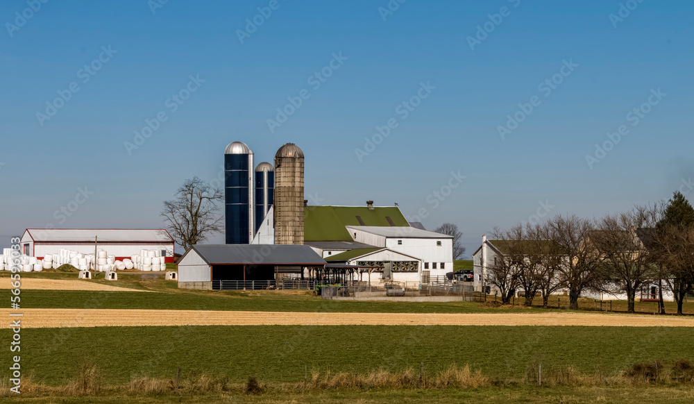 A View of An Amish Farm, in Lancaster County, Pennsylvania, on a Sunny Autumn Day