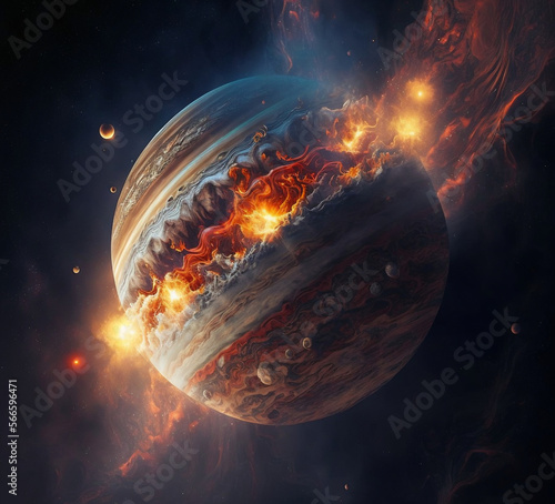 Jupiter exploding created with Ai
