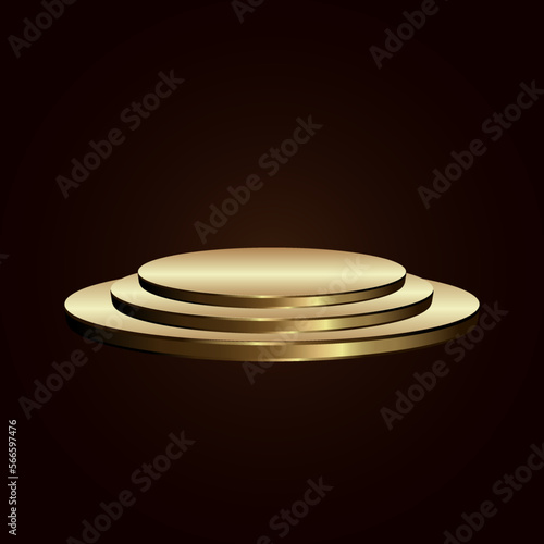 A big golden Stage, gold podium on a dark background