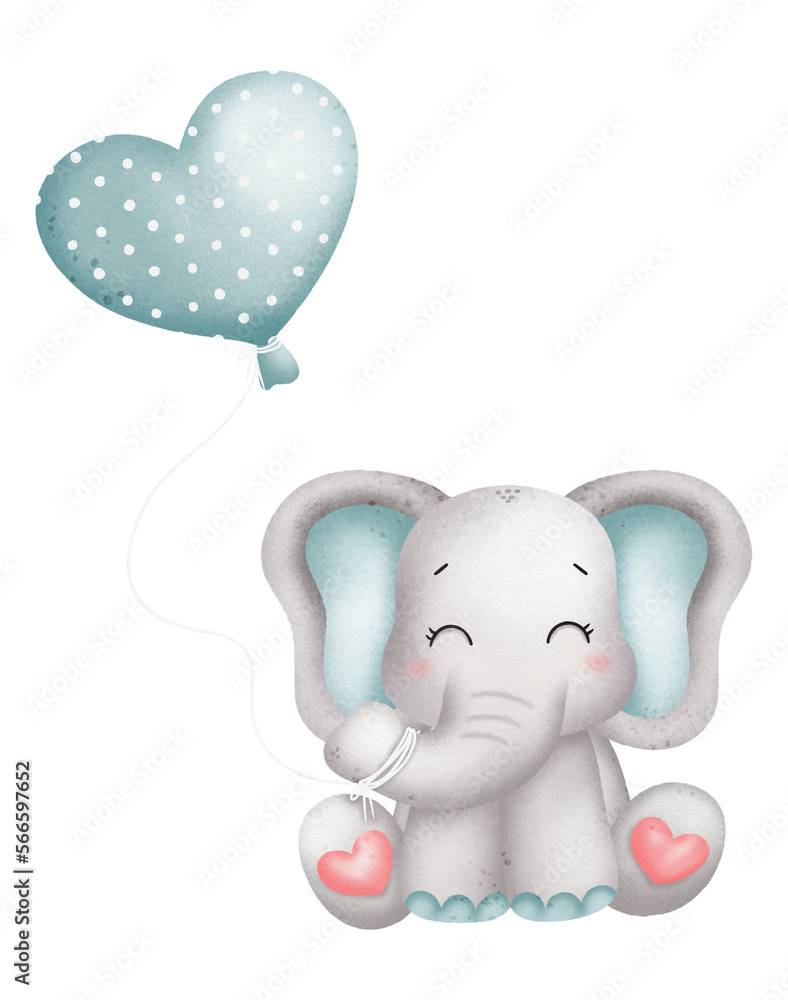 Watercolor cute elephant cartoon character Watercolor cute elephant cartoon character