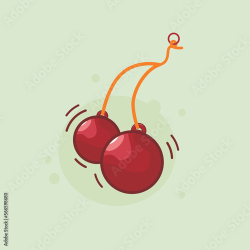Clackers Ball or Latto latto (lato-lato) the famous traditional toy in Indonesia is designed in flat style. Logo mascot symbol cartoon vector illustration.