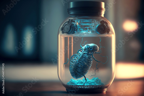 A robotic foetus in a jar in a laboratory Fototapet