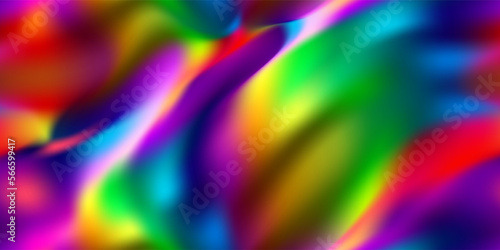 Vivid rainbow holographic abstract seamless pattern. Vibrant Iridescent background in 80s and 90s style. Tie dye art gradient effect. Unicorn wallpaper. Fairy tale backdrop. Gradient mesh