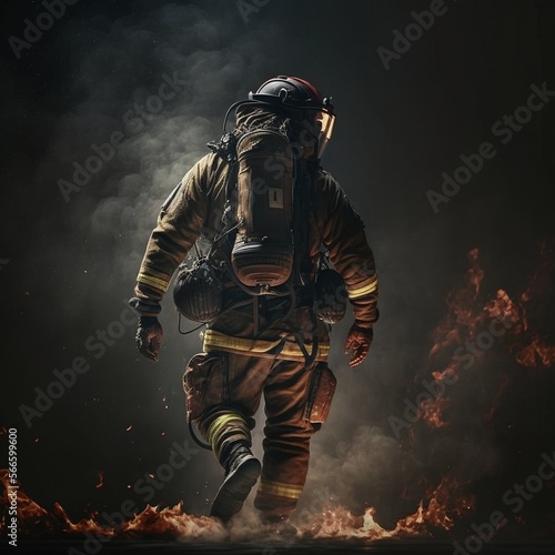generate IA, generate, IA, fireman on fire photo