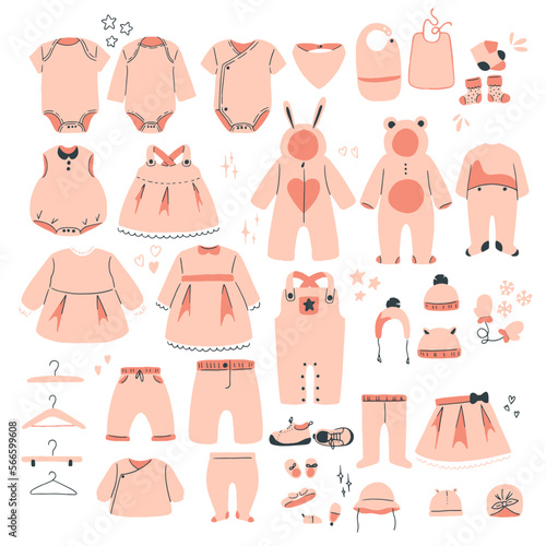 BABY CLOTHES - Set of Hand drawn vector assets