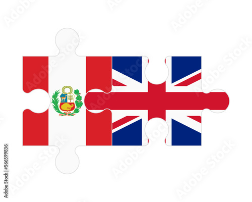 Puzzle of flags of Peru and United Kingdom, vector