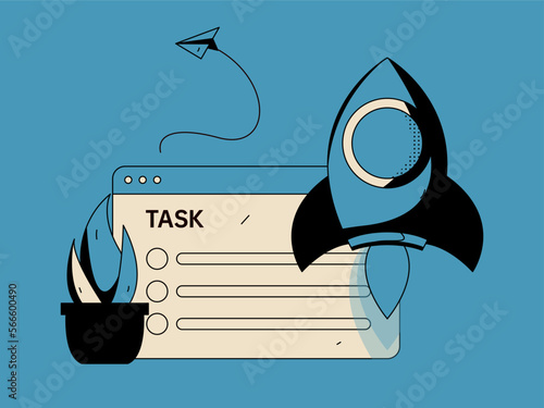 Business people working in flat vector concept operation hand drawn illustration
