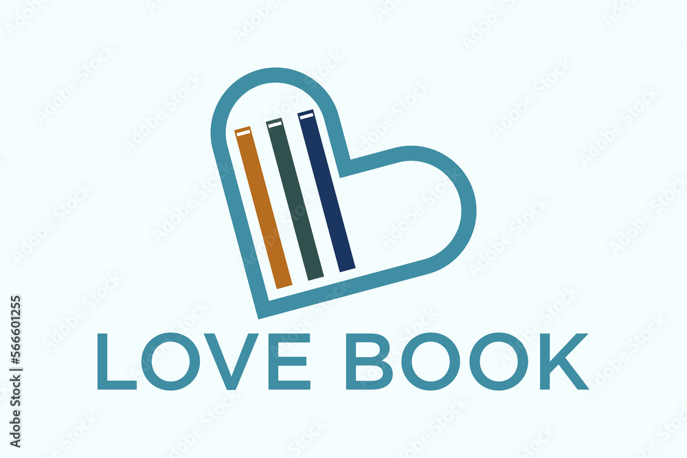 Book Logo Education Symbol Geometric Linear Rounded Style Heart