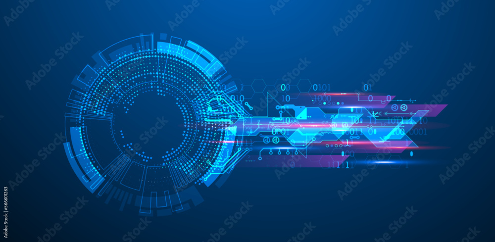 Obraz premium Abstract technology concept. Circuit board, high computer background. Vector illustration with space for content, web - template, business tech presentation.