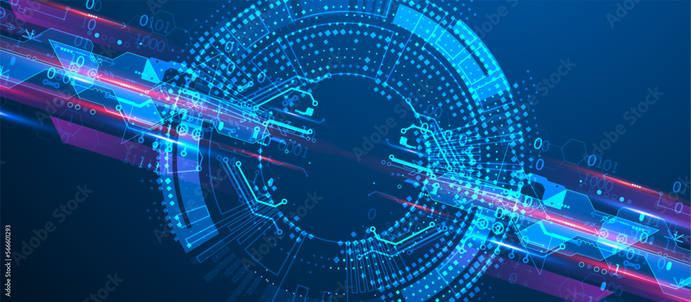 Fototapeta premium Abstract technology concept. Circuit board, high computer background. Vector illustration with space for content, web - template, business tech presentation.