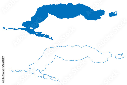 Lake Peten Itza (Republic of Guatemala, central america) map vector illustration, scribble sketch Lago Petén Itzá map
