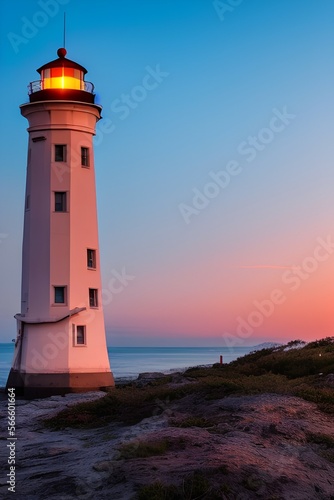 sunset view and lighthouse - generative ai 