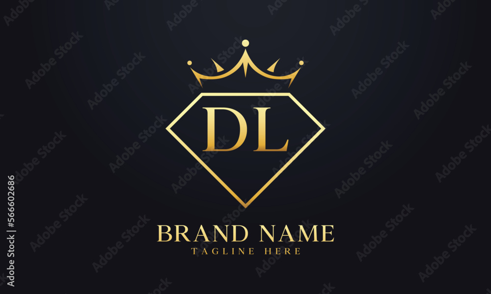Diamond crown vector. Luxury queen logo for jewelry vector with letters Diamond crown vector. Luxury queen logo for jewelry vector with letters