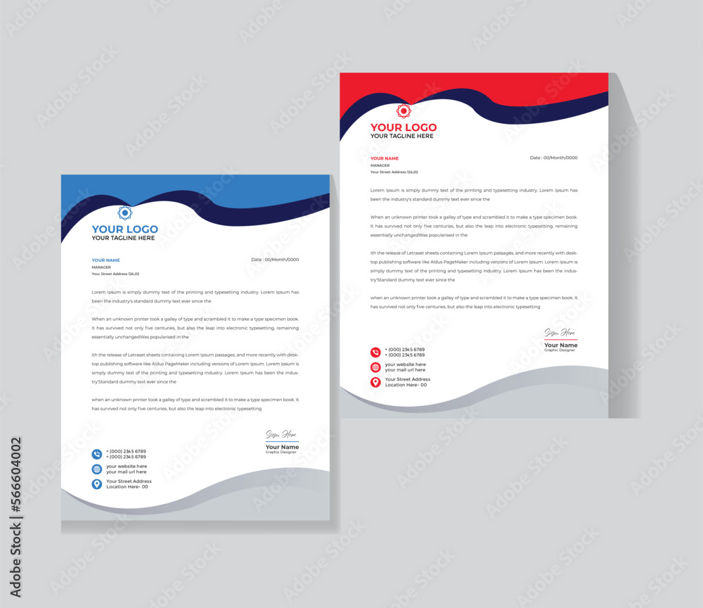 Modern letterhead template for business or company