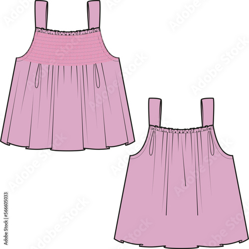 NEW BORN AND TODDLER GIRLS WEAR TOPS FRONT AND BACK VECTOR DESIGN