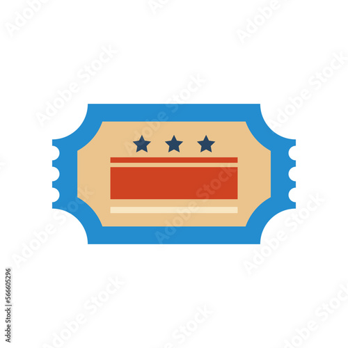 Cinema ticket with stars vector illustration. Equipment for filmmaking, element of action film set or cinema occupation isolated on white background. Cinematography, filmmaking, professions concept