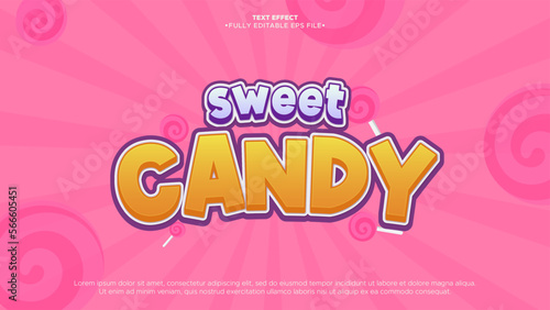 Sweet Candy vector text effect with cute and sweet style