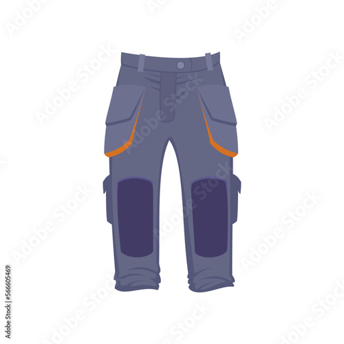 Safety pants with pockets for workers vector illustration. Drawing of clothes, accessory or equipment for industrial work isolated on white background. Prevention, protection, safety concept