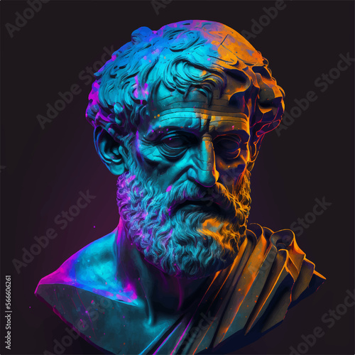 Illustration of a statue of Aristotle in the modern style photo