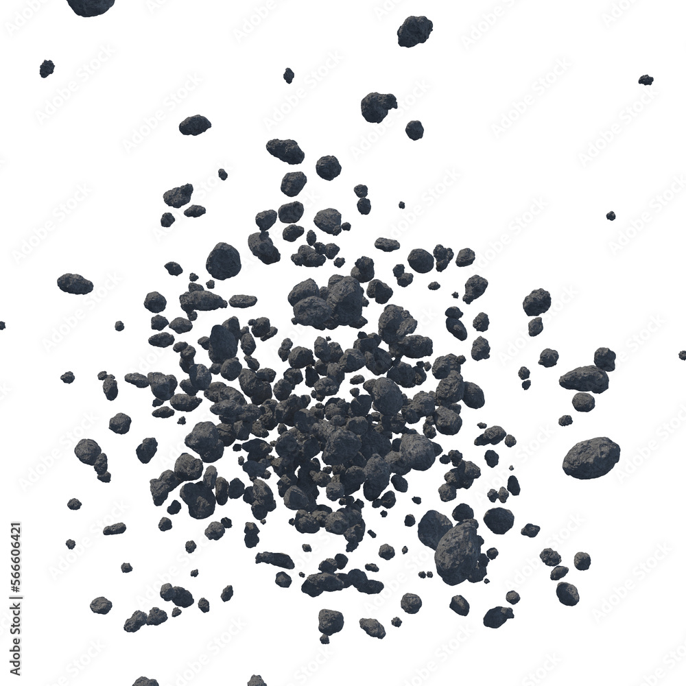 Asteroid belt isolated transparent background 3d rendering Stock ...