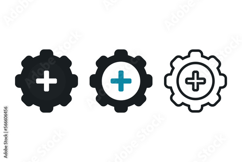 Settings icon with plus sign. Illustration vector