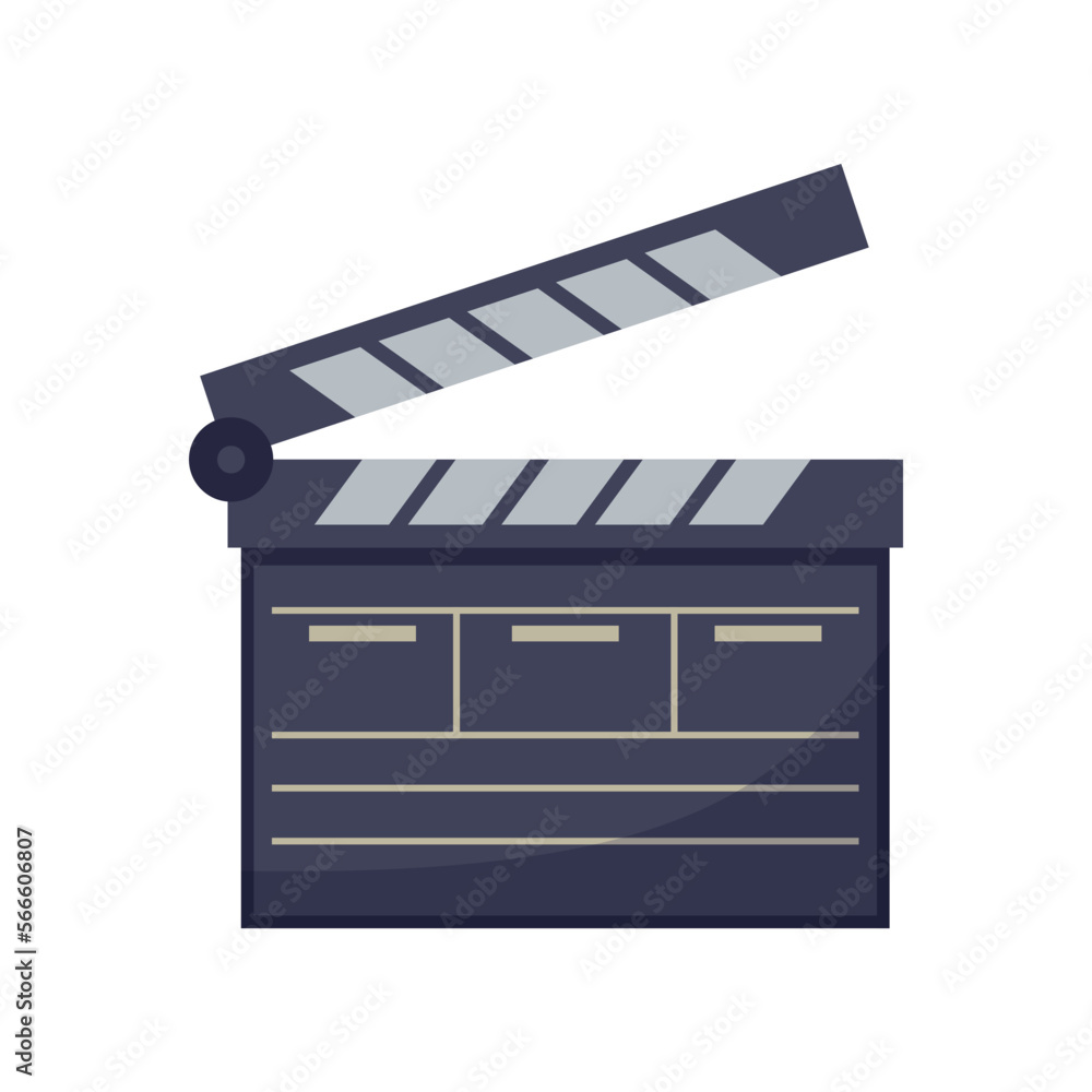 Obraz premium Movie clapper board vector illustration. Equipment for filmmaking, element of action film set isolated on white background. Cinematography, filmmaking, professions concept
