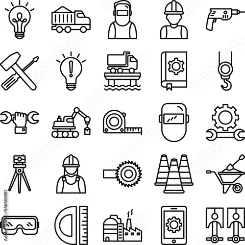 Engineering vector icons, architecture icons pack, construction vector icons, engineering icons pack, repairing icons set, icons collection of engineering, engineering outline icons set 